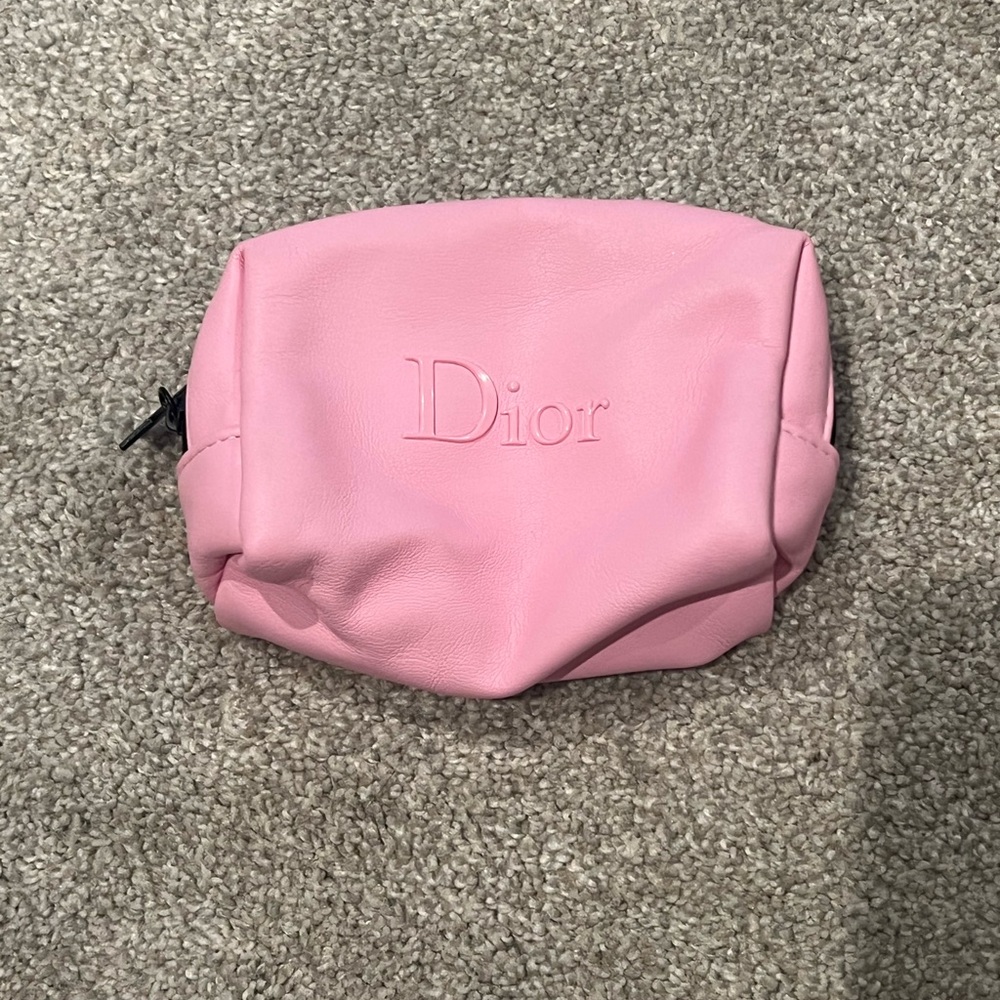 Dior Pink Embossed Leather Makeup Pouch